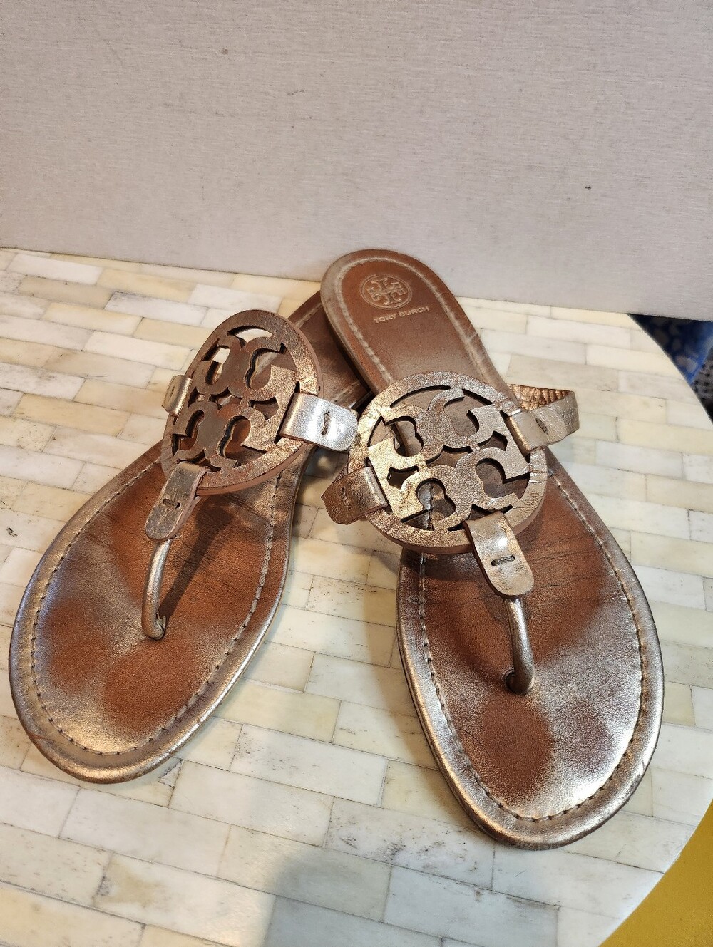 Tory Burch Gold Miller Sandals size 10